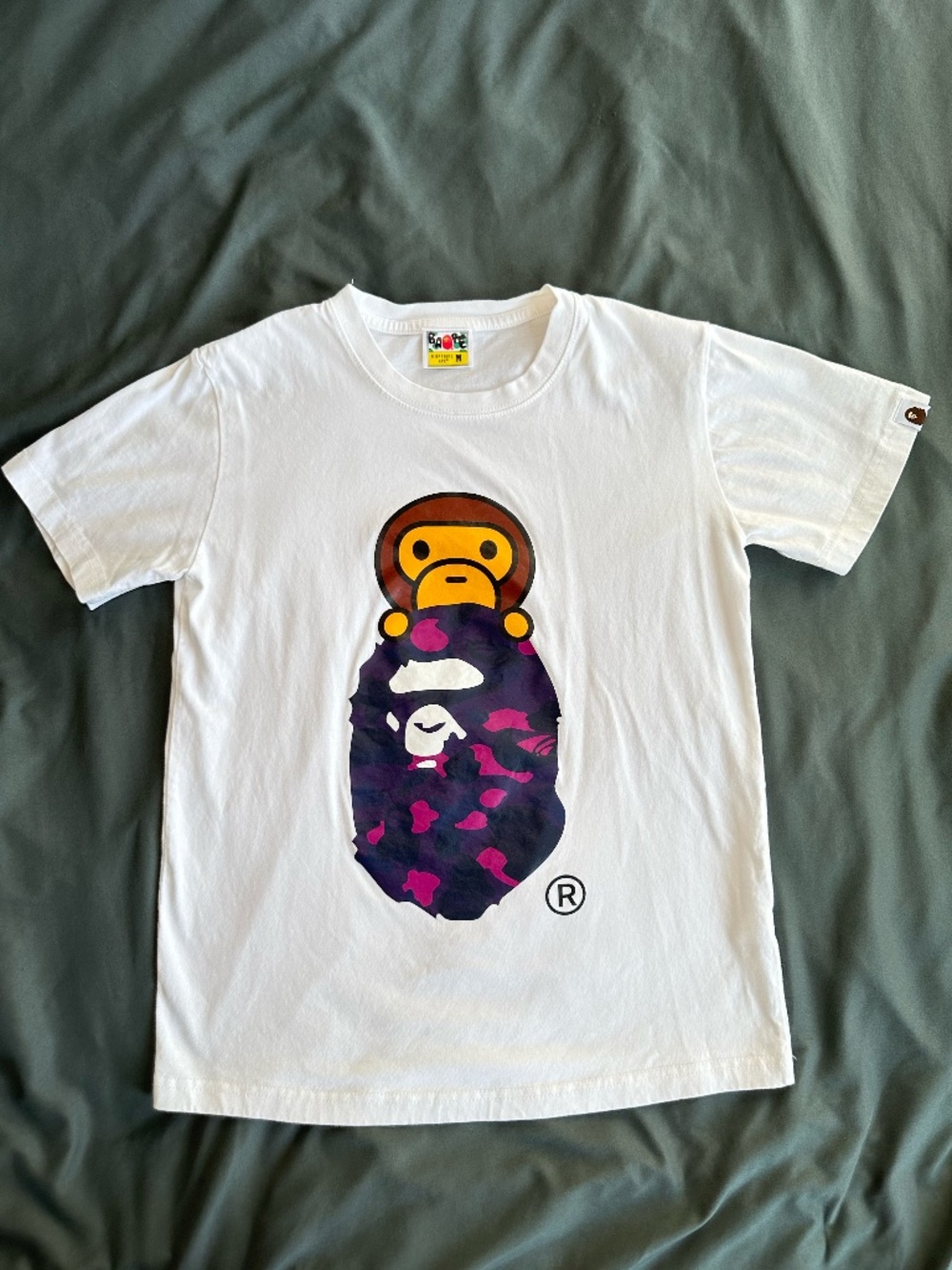 BAPE Baby Milo Purple Camo Graphic Tee, women's M